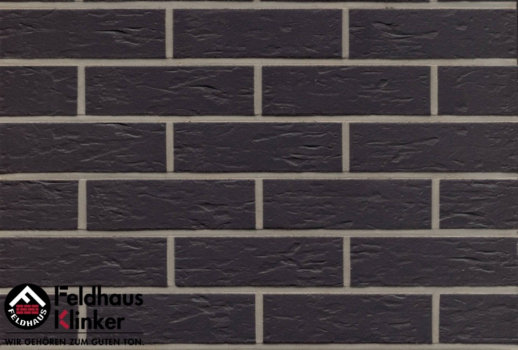 Клинкерная фасадная плитка Feldhaus Klinker R740 Anthracit senso рельефная NF9, 240*9*71 мм