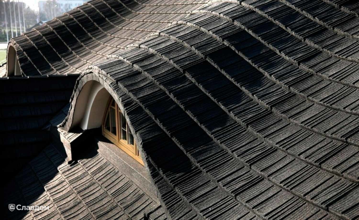 Композитная черепица рядовая AeroDek Robust цвет Антрацит (07)